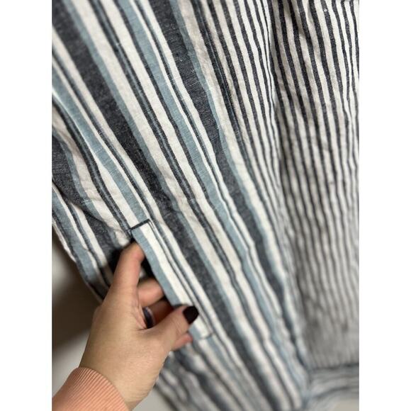 J Jill Love Linen Blue Striped Sleeveless Coastal Dress Size Small Pockets Wm’s - Picture 4 of 6